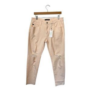NWT Kancan | Pale Pink Distressed Raw Hem High Rise Denim Jeans 13 / 30